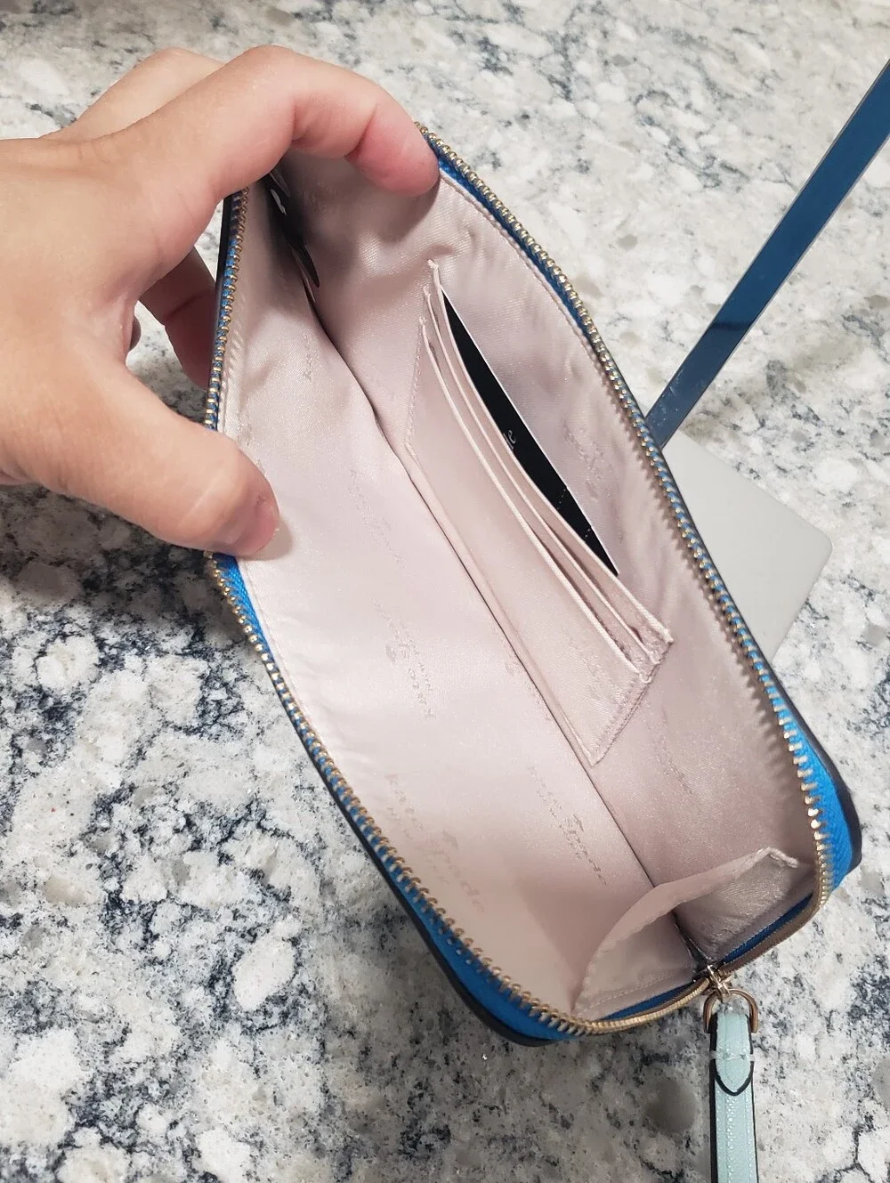 Kate Spade Lucy Bicolor Medium Saffiano Leather Zip Around Wristlet